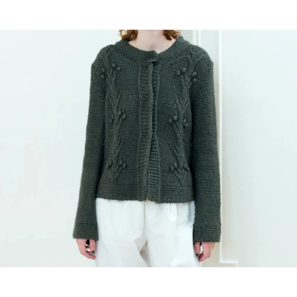 Anthropologie Elsamanda Sweater Brown Long Sleeve Knit Cardigan Sz M - Picture 1 of 12